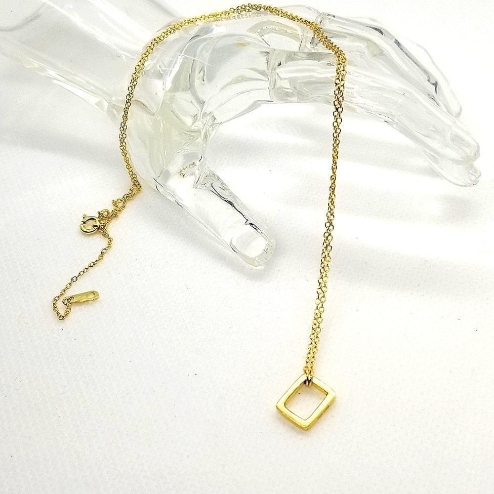 .925 Sterling silver gold plated strength charm chain necklace.